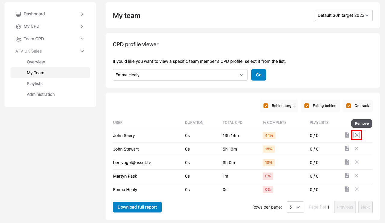 Remove a team member